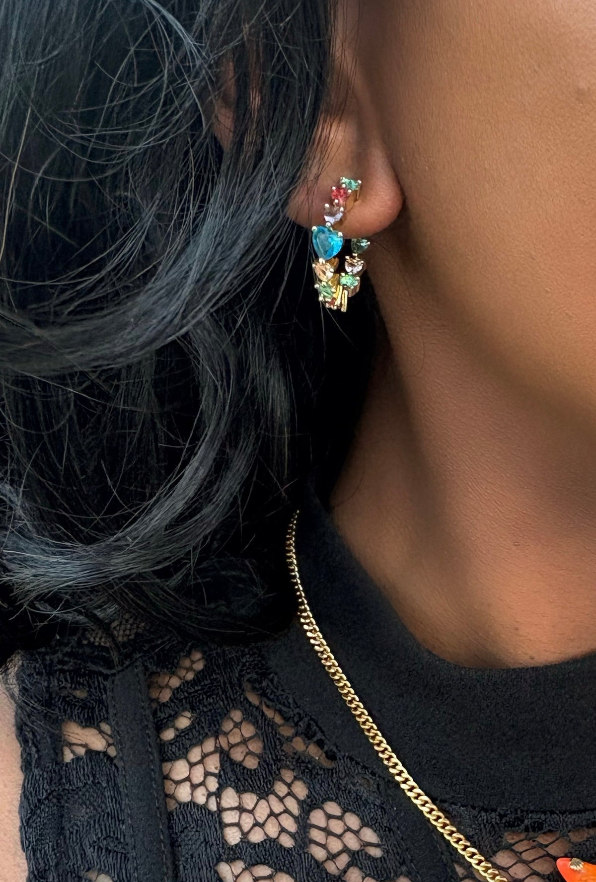 Rainbow Hearts earring