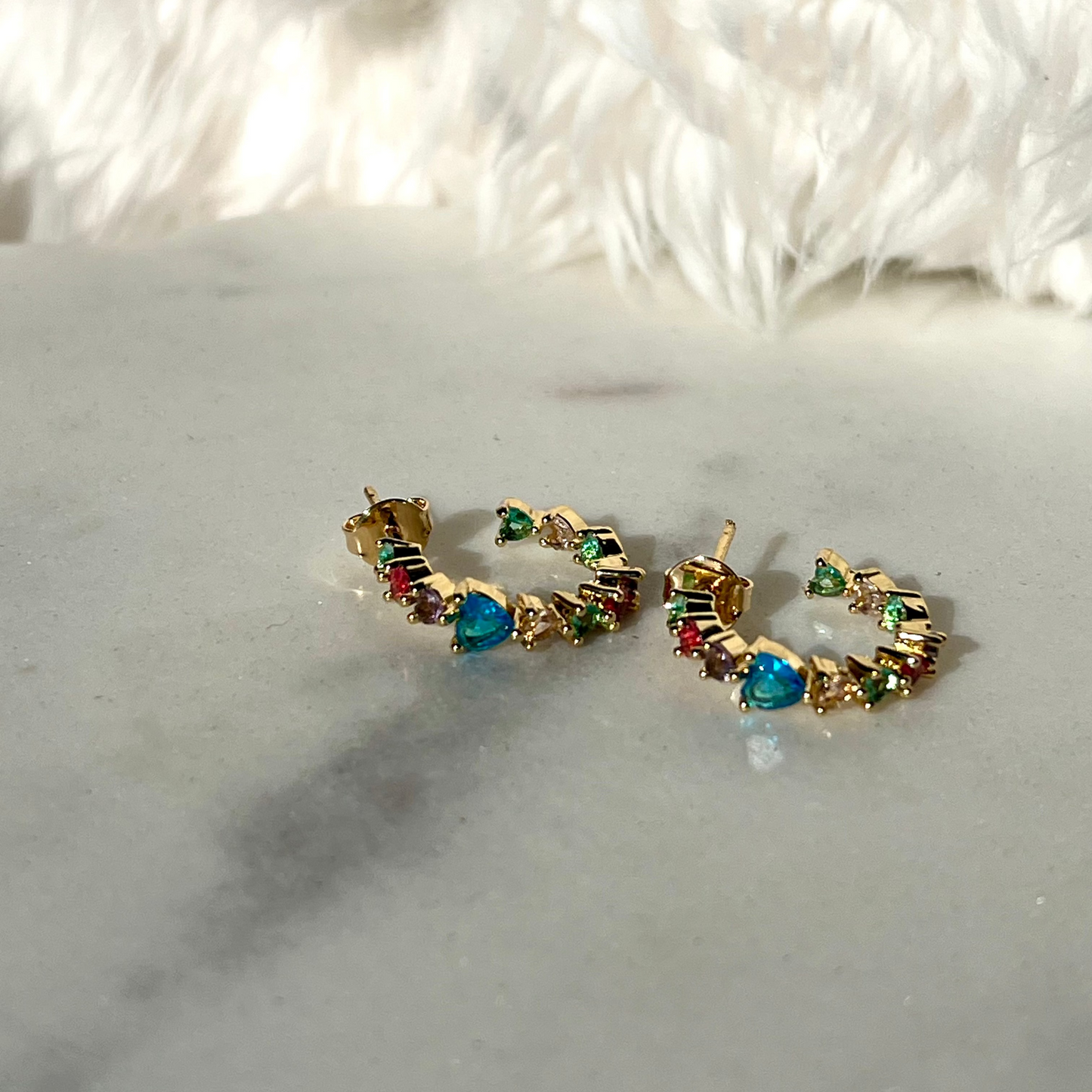 Rainbow Hearts earring